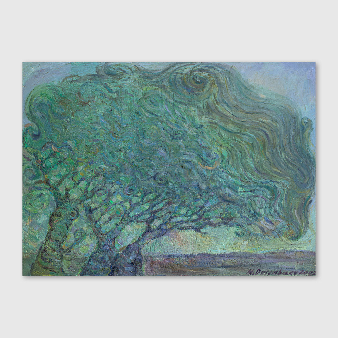 3 trees oil painting