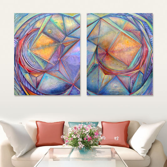 Abstract Diptych original paintings