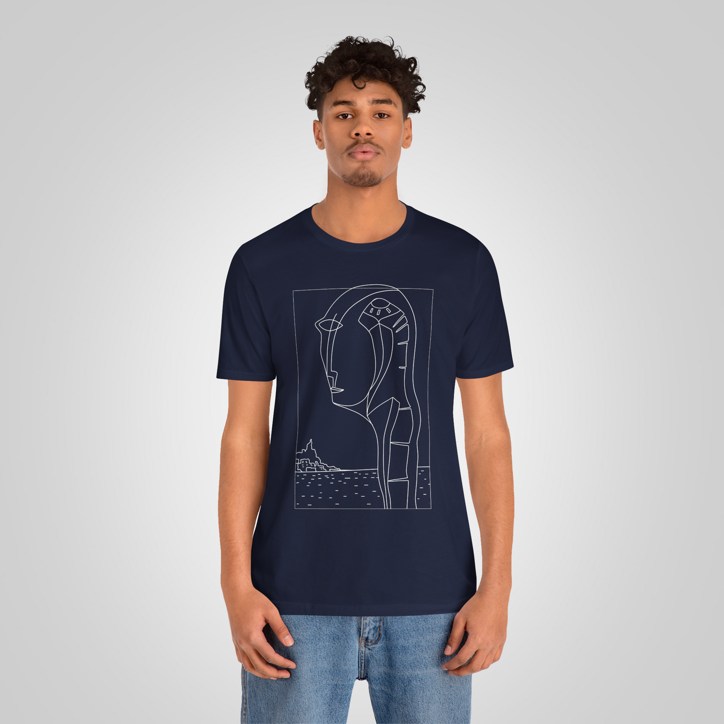 Artistic t-shirt face long neck black