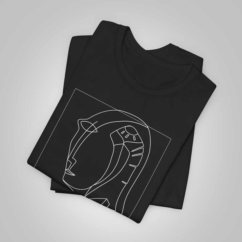 Artistic t-shirt face long neck black folded