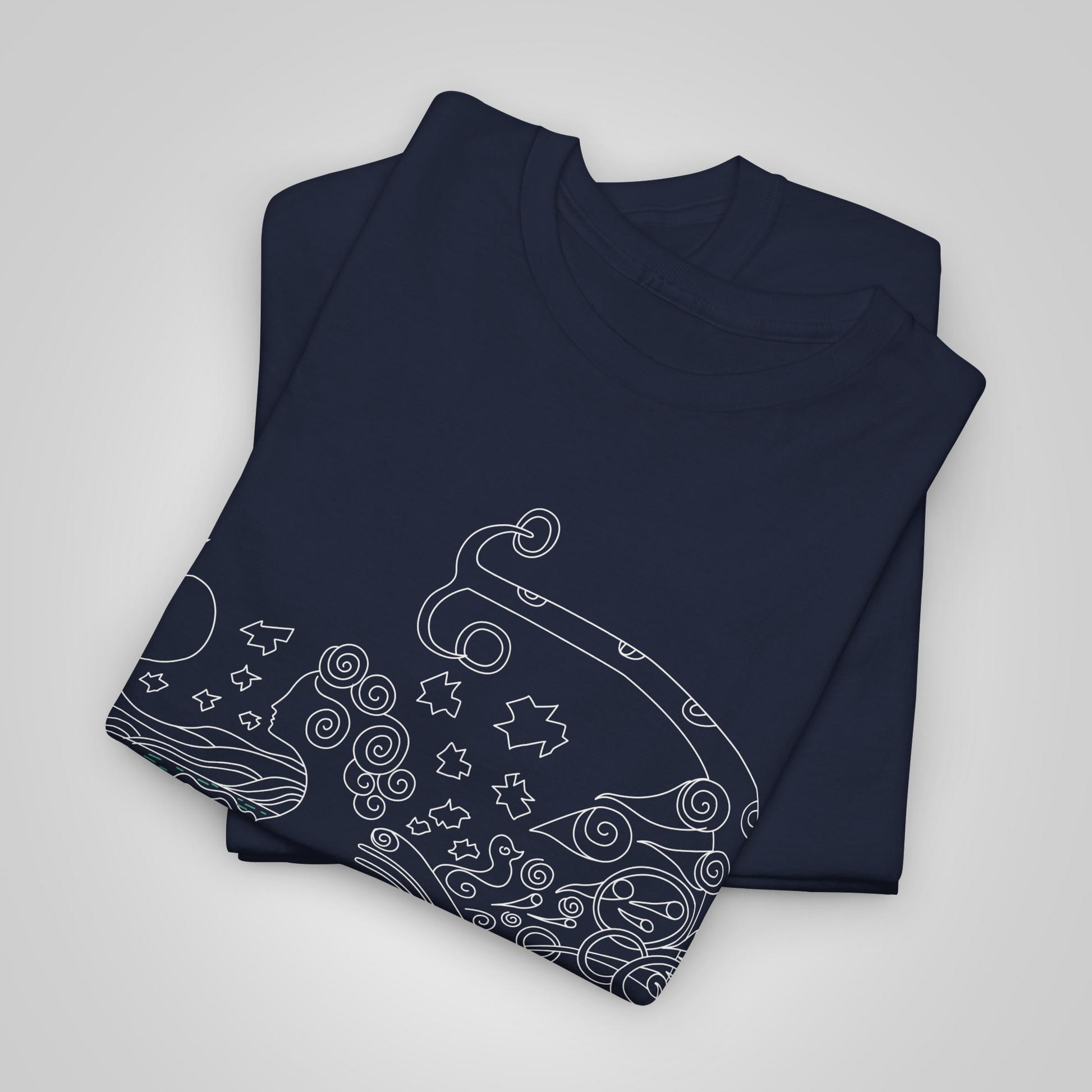 Artistic t-shirt navy poem folded women