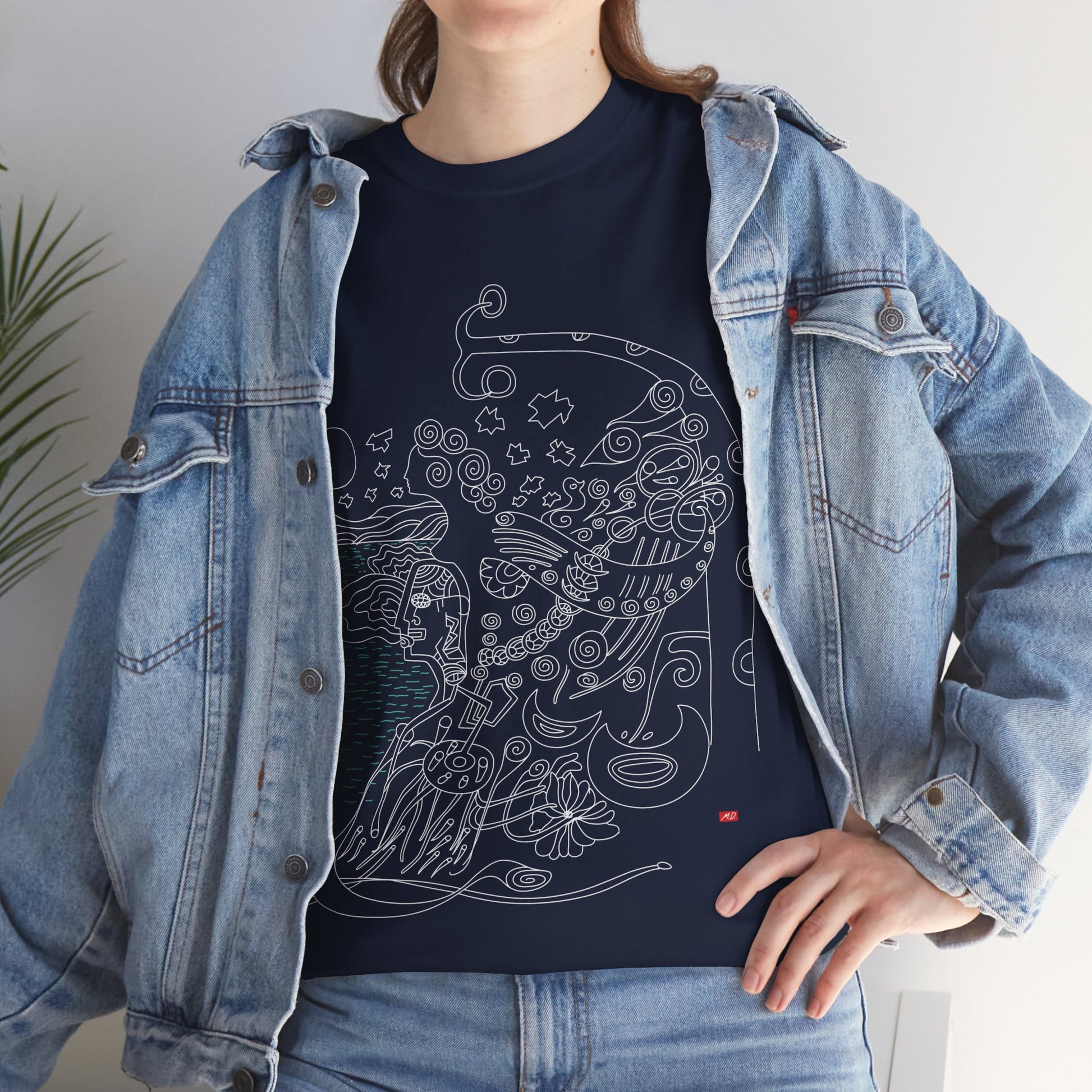 Artistic t-shirt navy poem woman top