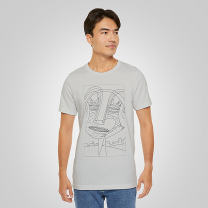 Artistic t-shirt smile face gray