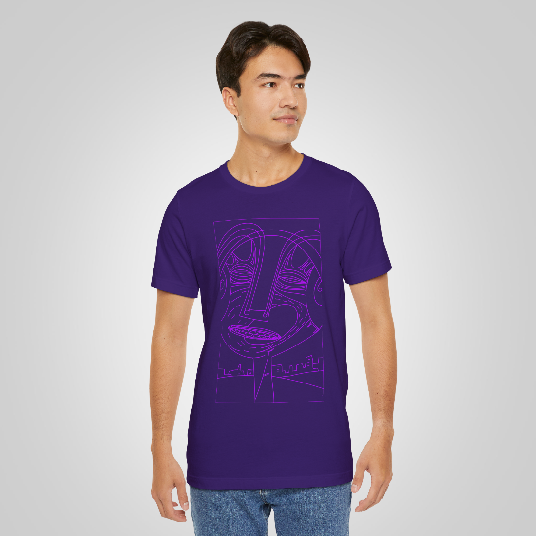 Artistic t-shirt smile face purple