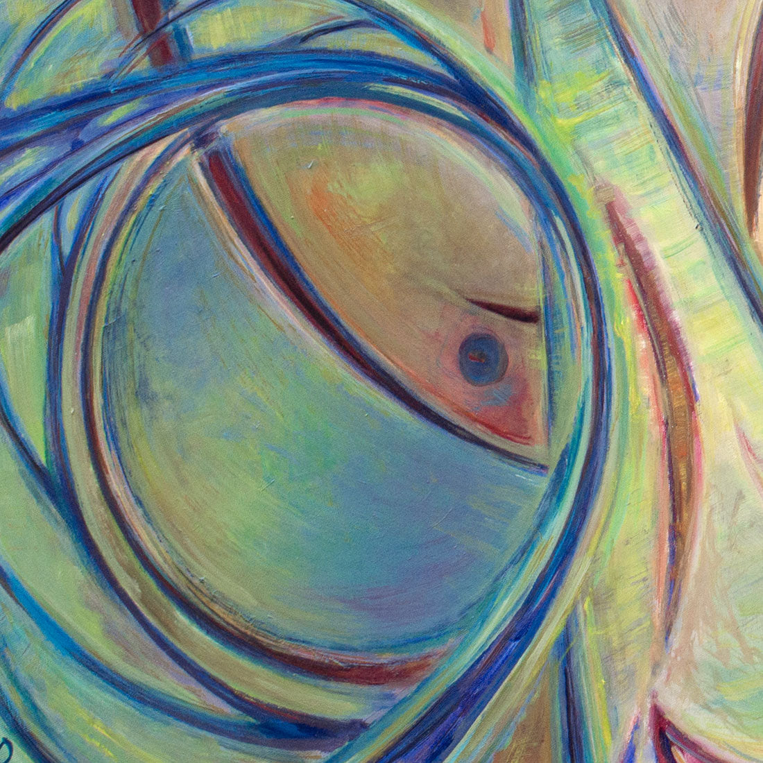 Blue-Yellow Abstract painting detail 1