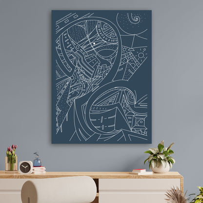 Urban Abstract Line Art  Canvas Print blue