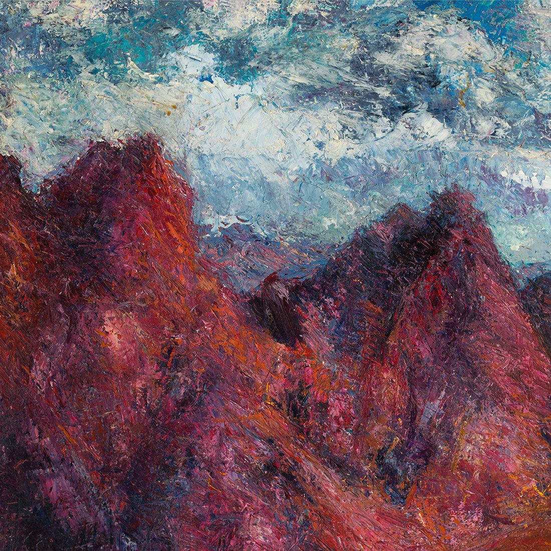 Red mountains of Eilat oil painting detail