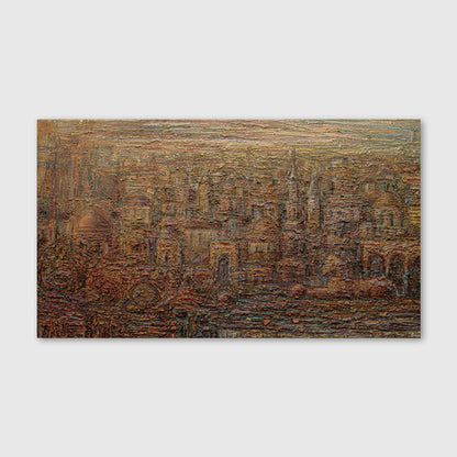 Jerusalem in reds painting