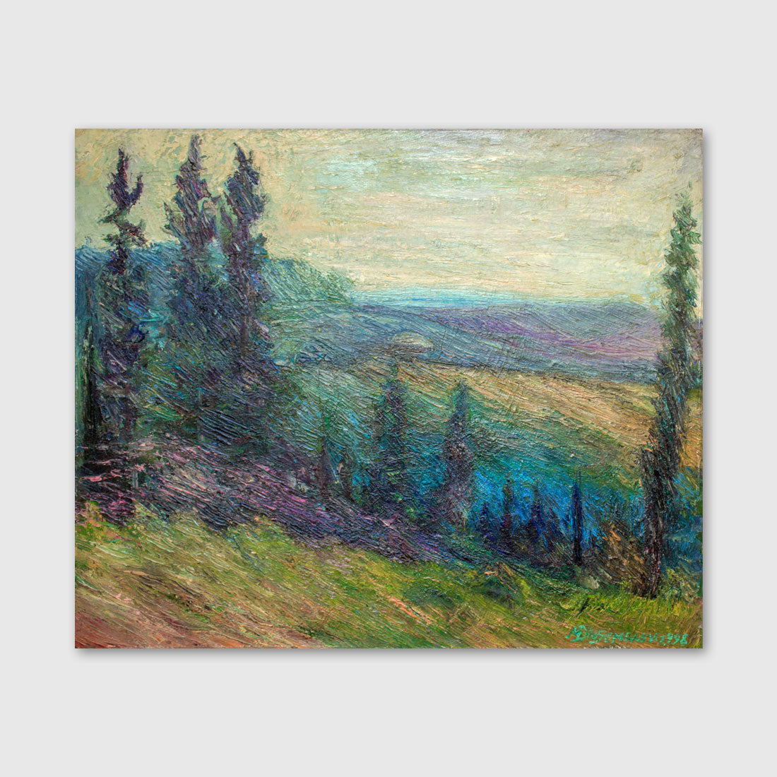 Landscape near the forest painting