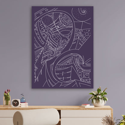 Urban Abstract Line Art – Canvas Print eggplant color