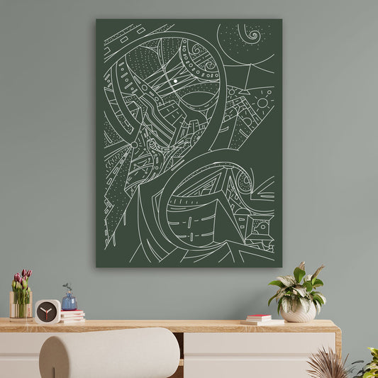 Urban Abstract Line Art – Canvas Print green