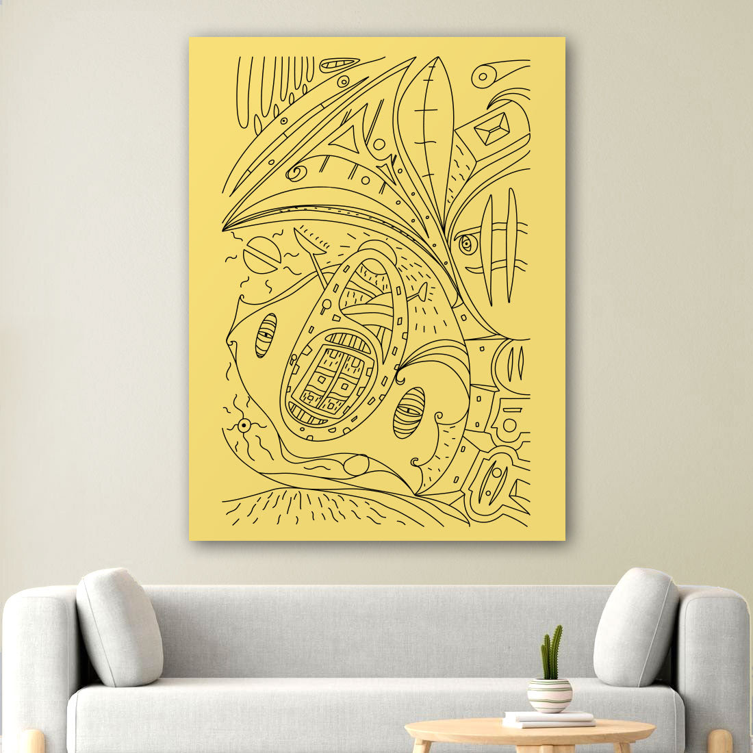 Mystical Flow on maize yellow canvas