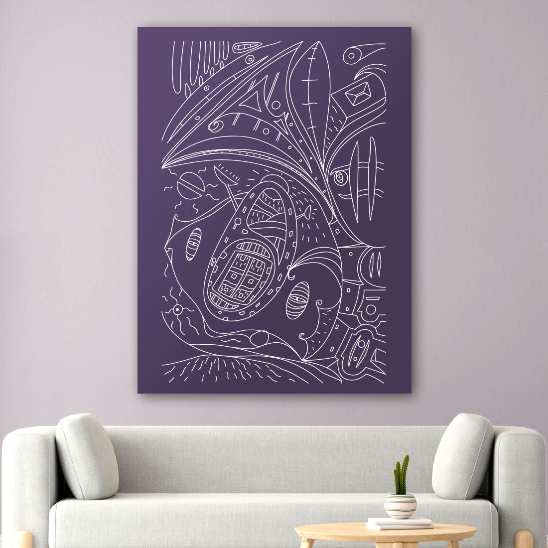 Mystical Flow on muted eggplant canvas