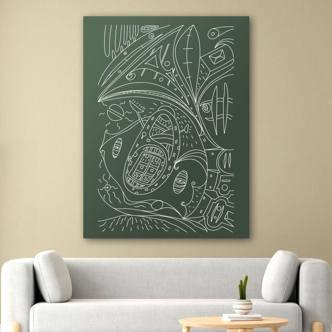 Mystical Flow on olive green canvas