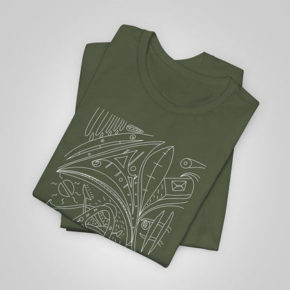 Artistic Mystical Flow t-shirt military green folded