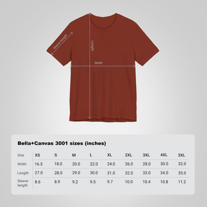 t-shirt with a unique design rust size chart