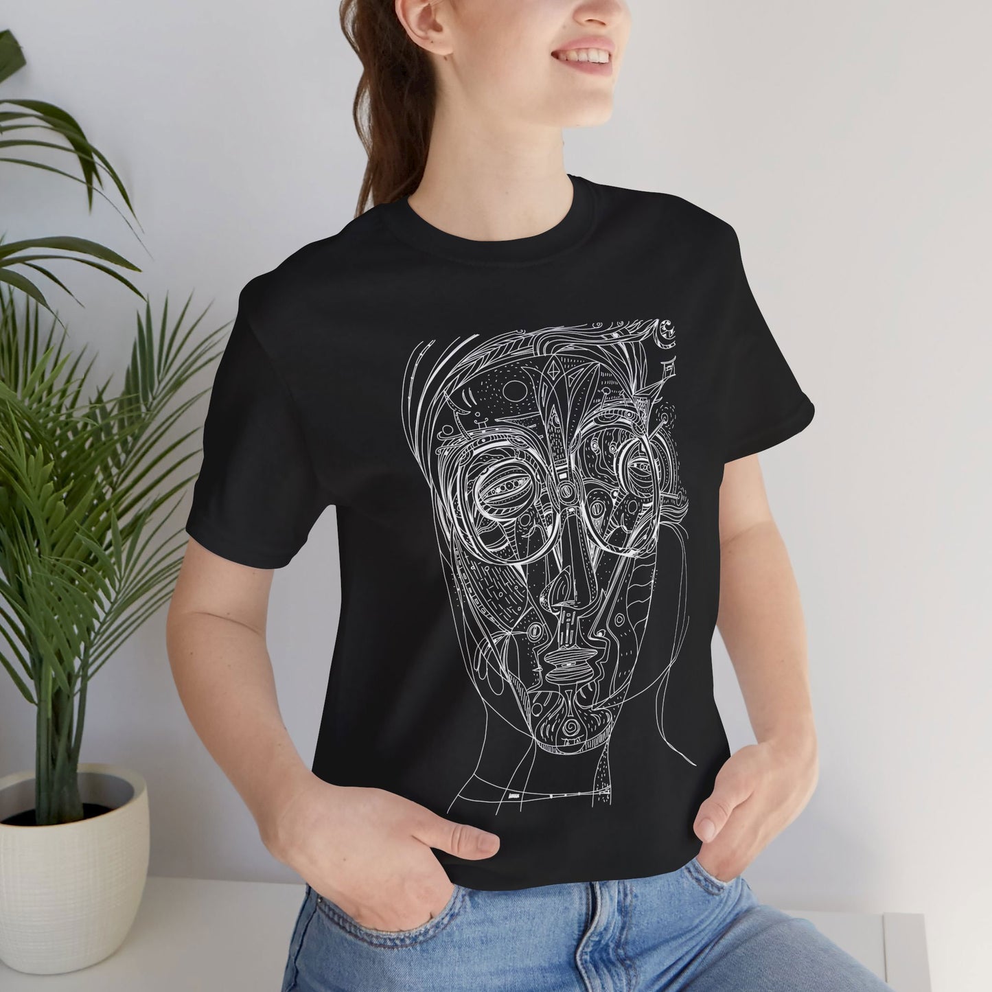 T-shirt with a print of poetic faces