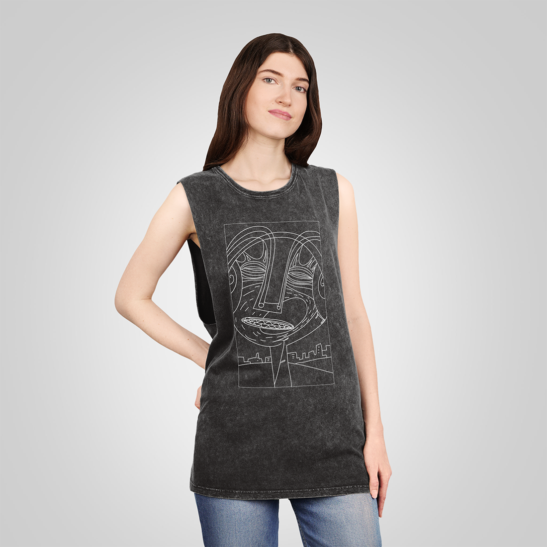 Trance face Stonewash Tank Top 