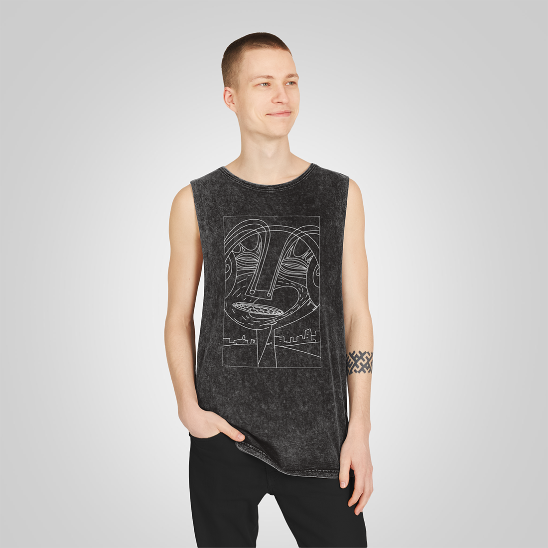 Trance face Stonewash Tank Top 