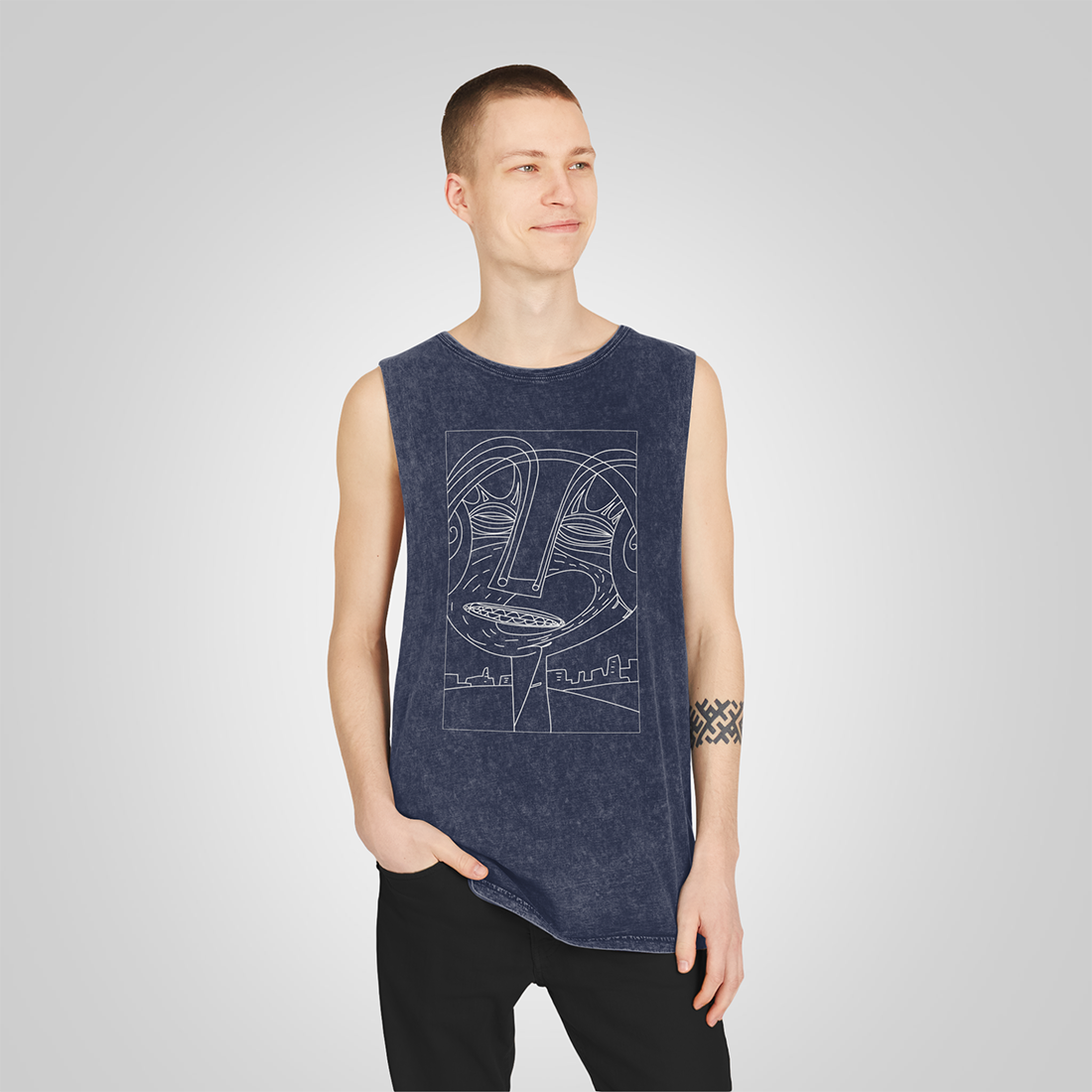 Trance face Stonewash Tank Top 