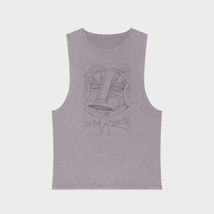 Trance face Stonewash Tank Top 