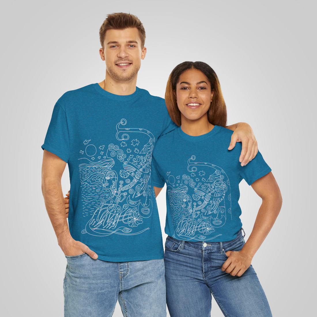 Unisex Artistic T-Shirt – Abstract Line Art Design