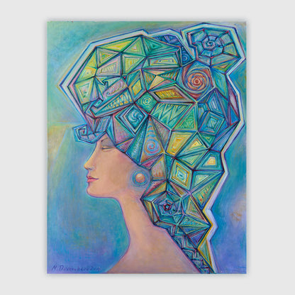 canvas painting acrylic Woman with Abstract Hairstyle