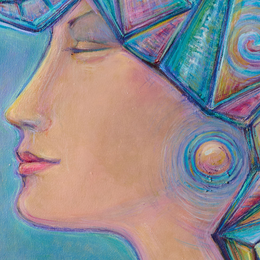 Woman with Abstract Hairstyle canvas painting detail 2