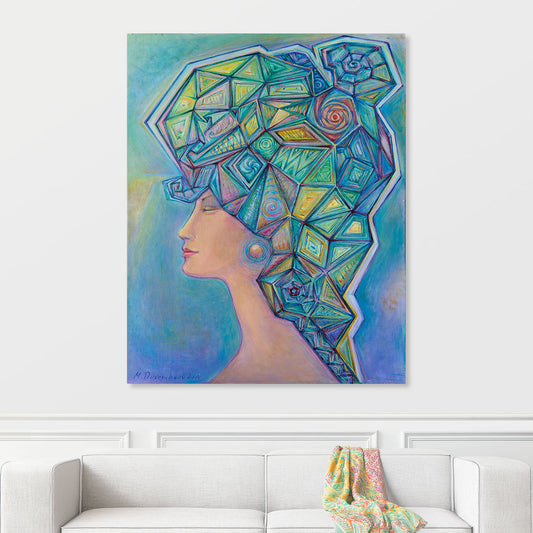 canvas painting acrylic Woman with Abstract Hairstyle