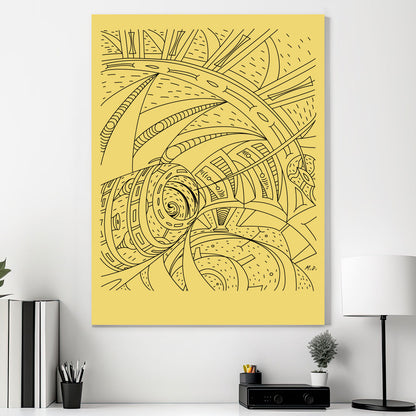 Line art on canvas - curving arches and architectural elements