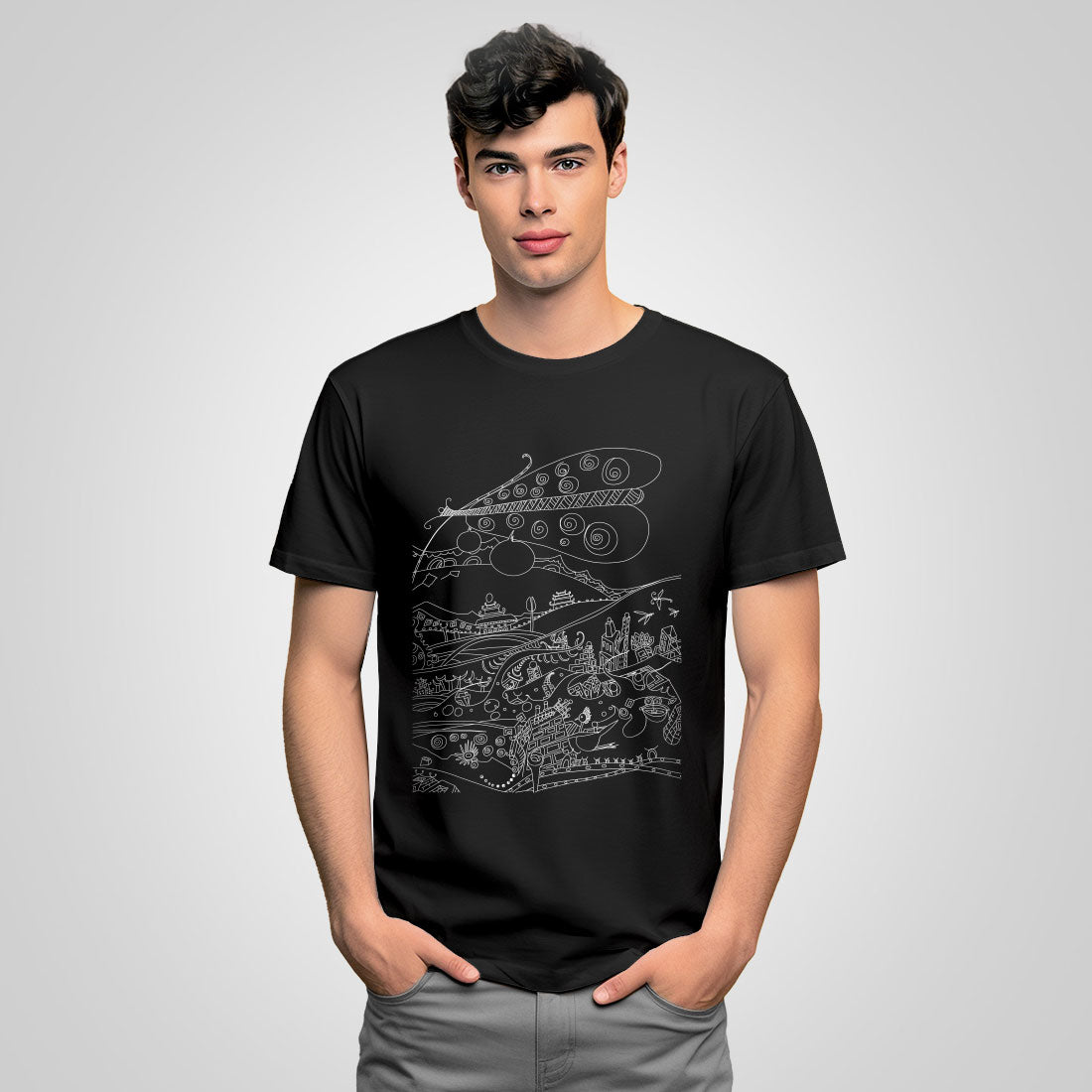 t-shirt with butterfly-black