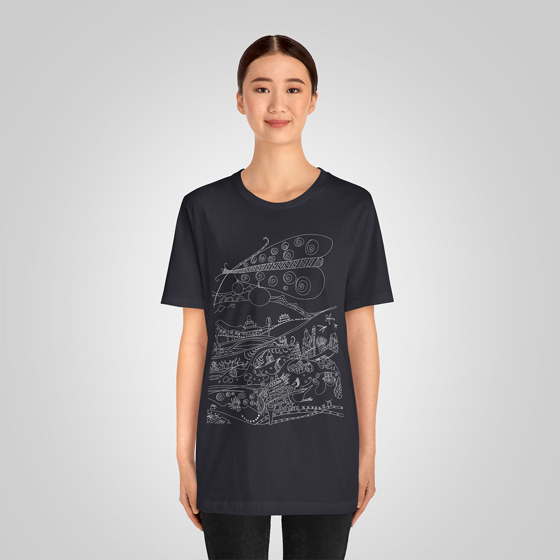 t-shirt with butterfly-dark gray