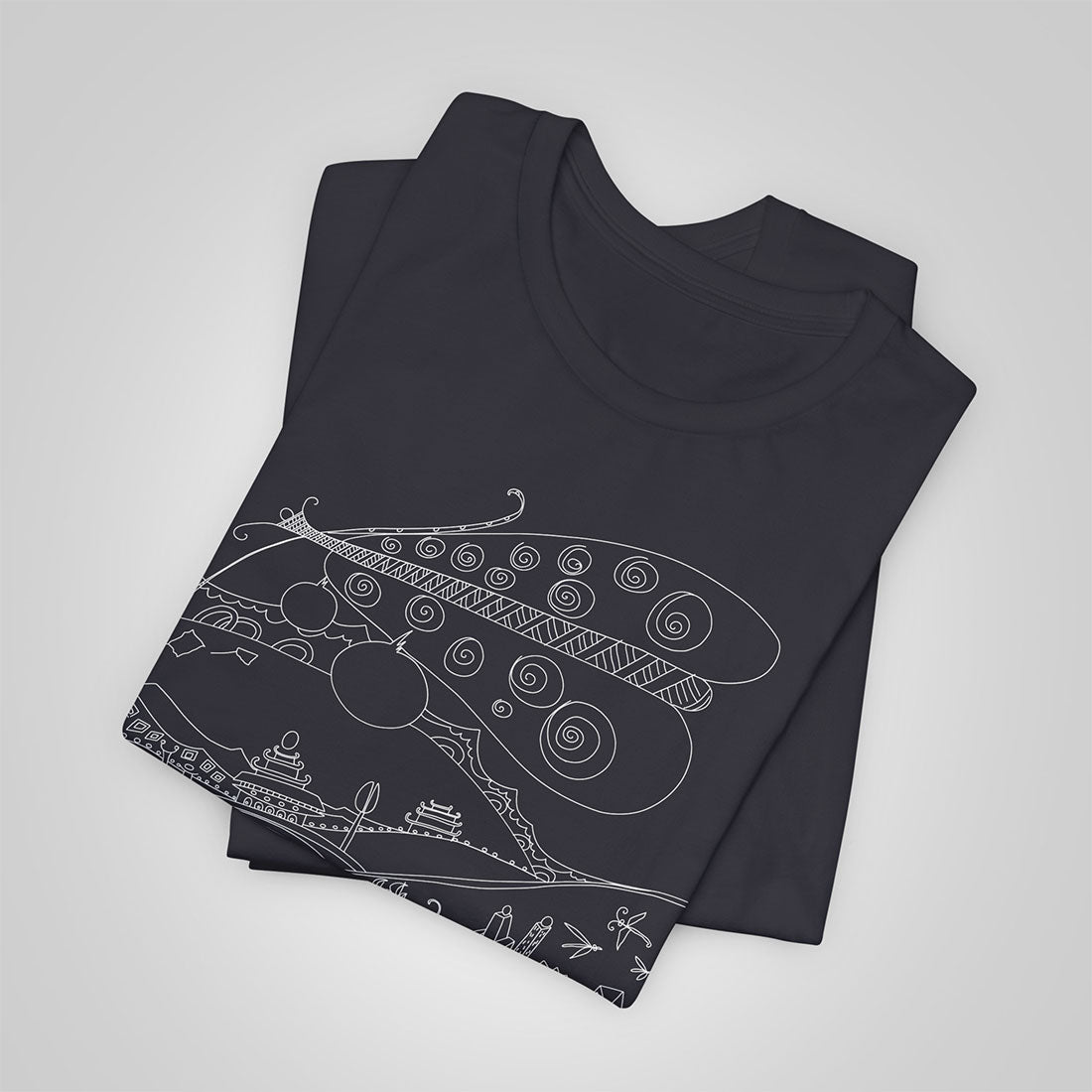 t-shirt with butterfly-dark gray