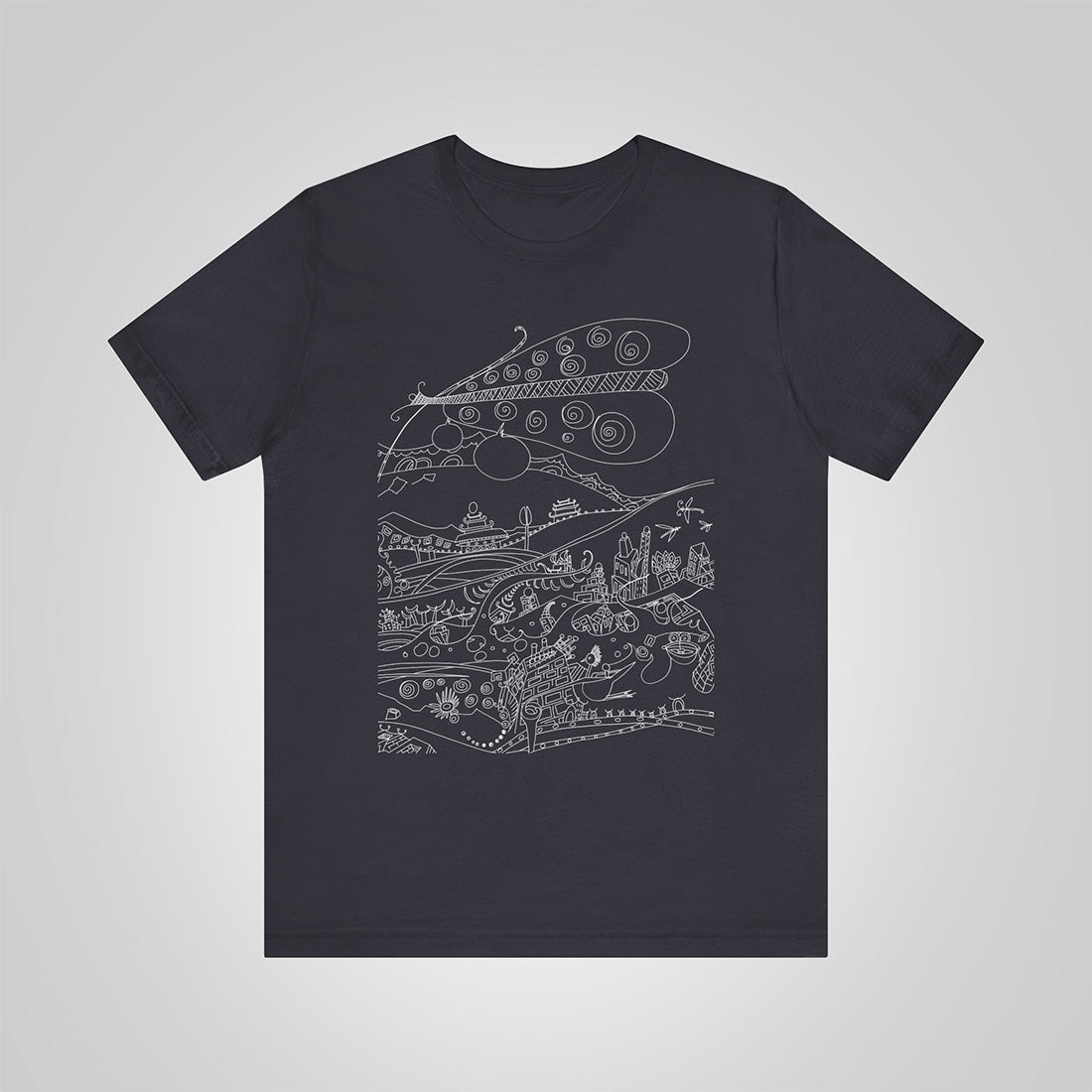 t-shirt with butterfly-dark gray