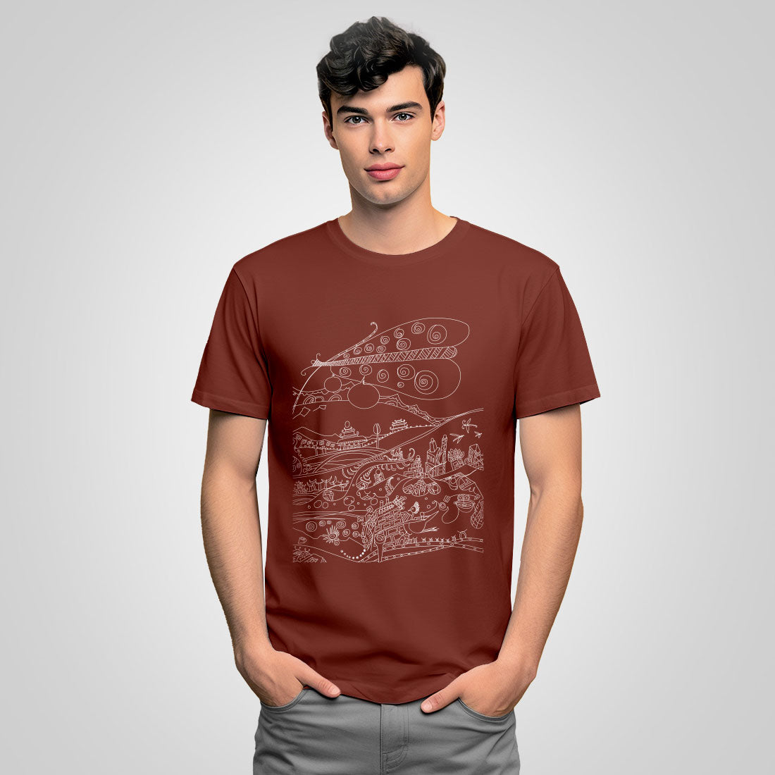 t-shirt with butterfly-rust