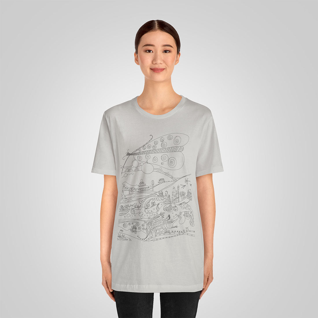 t-shirt with butterfly-silver