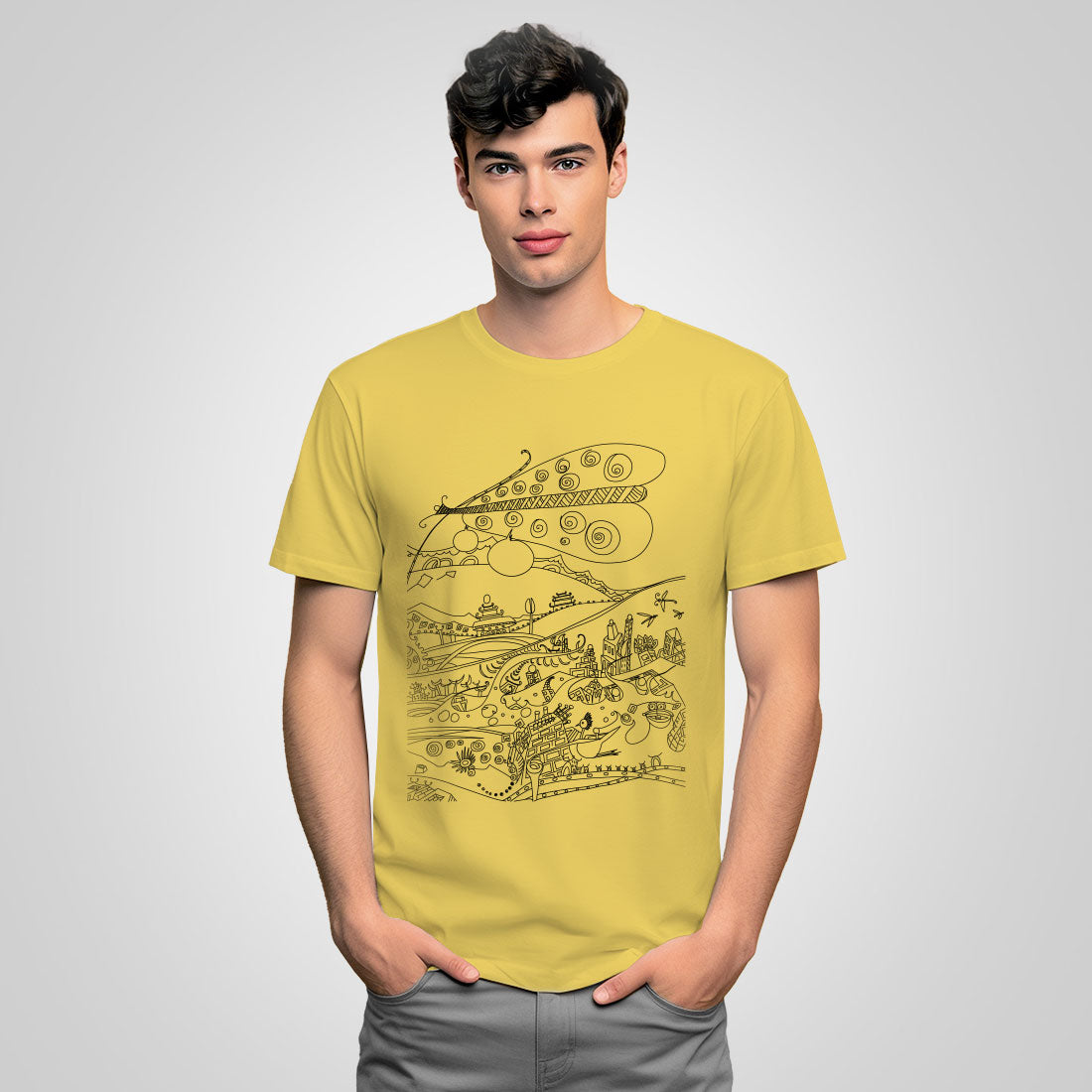 t-shirt with butterfly-yellow