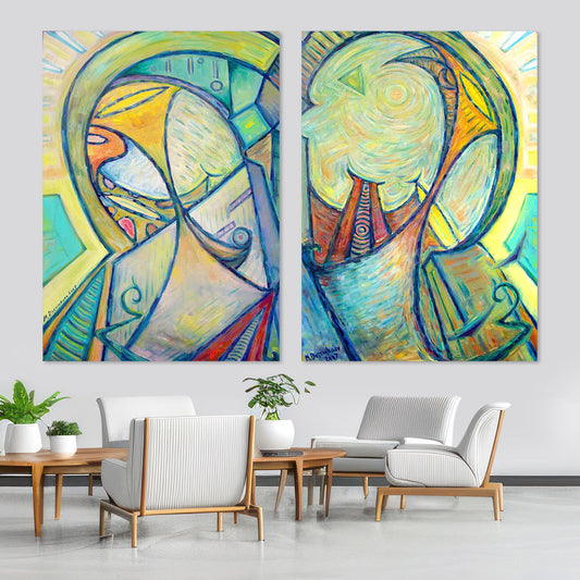 Abstract paintings diptych