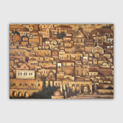 Gold Jerusalem original painting on canvas