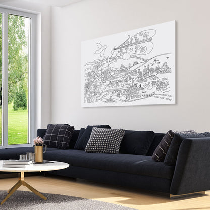 butterfly art print on canvas in living room