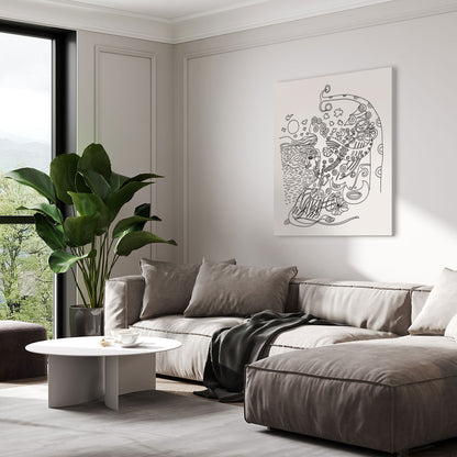 poem line art on canvas in interior