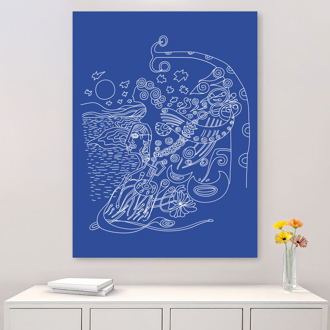 The Poetic Muse by the Sea on true royal colored canvas