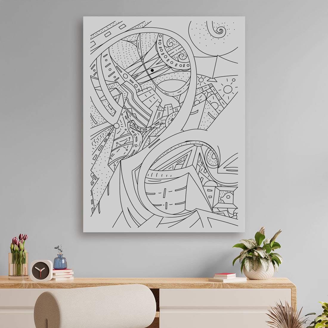 urban flow on solid gray canvas