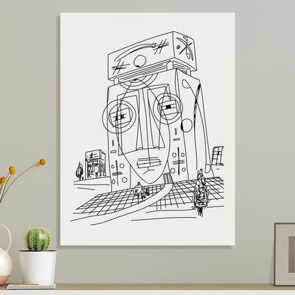 square face art on white canvas