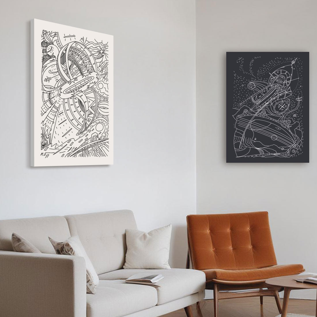 art prints on canvas in living room