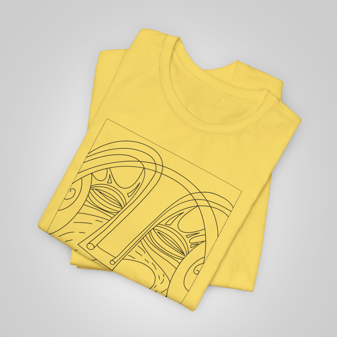 t-shirt trance face yellow folded