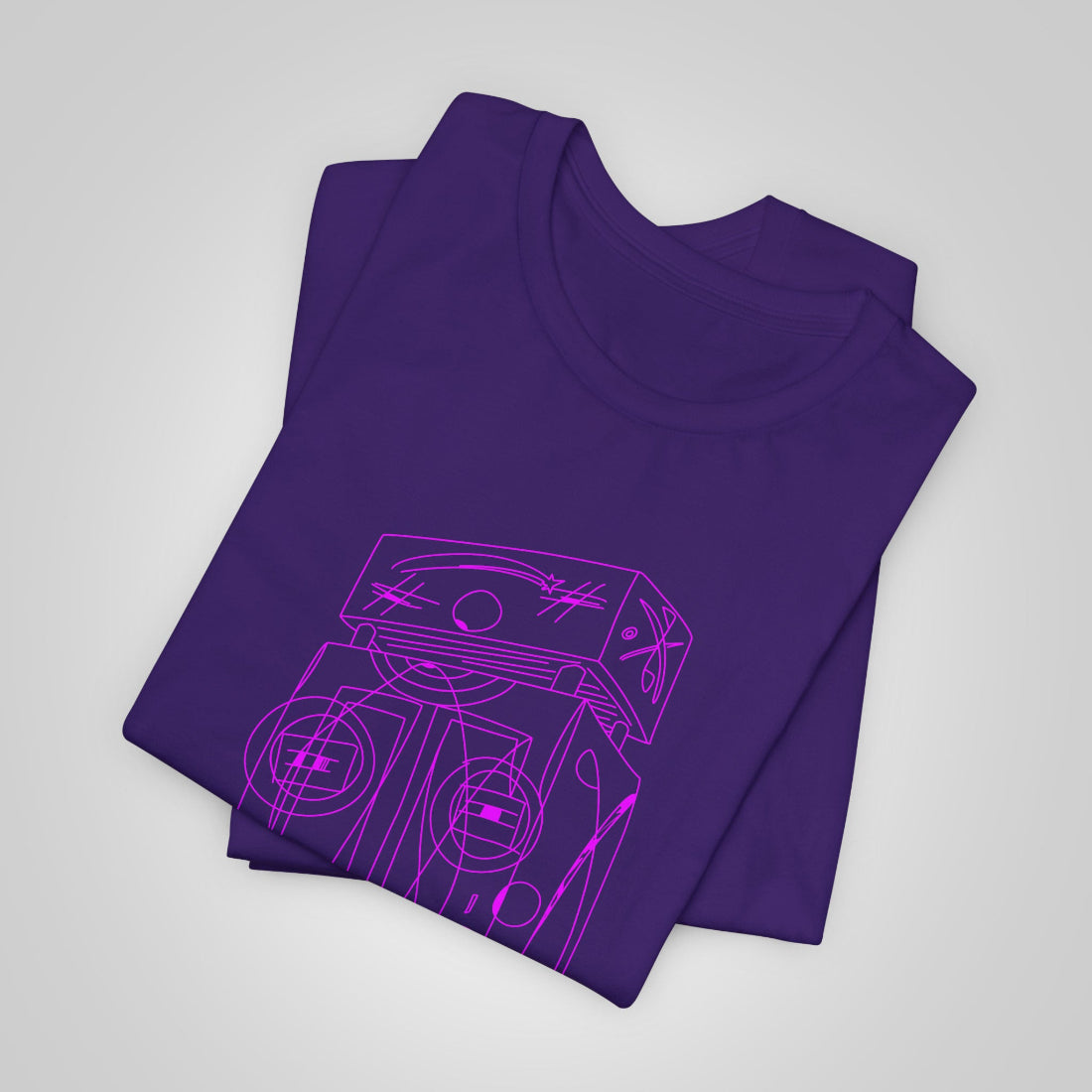 t-shirt with a unique design purple folded