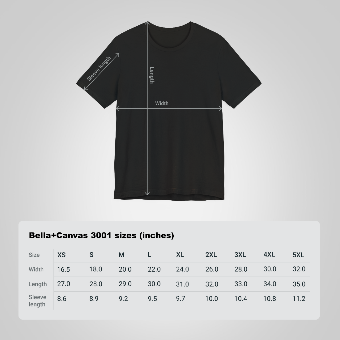 t-shirts size chart