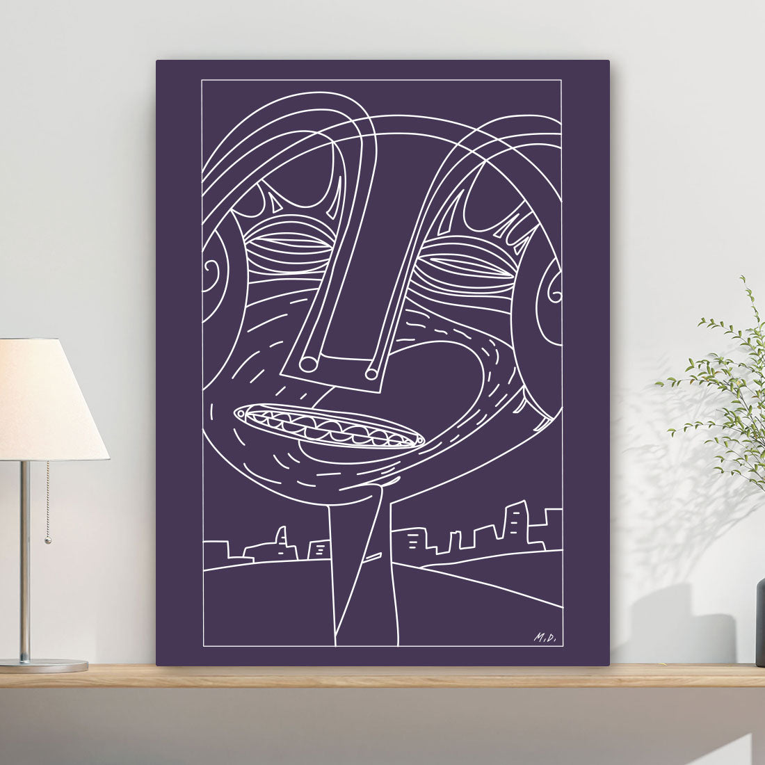 Purple Canvas Print - Abstract smiling face in a trance