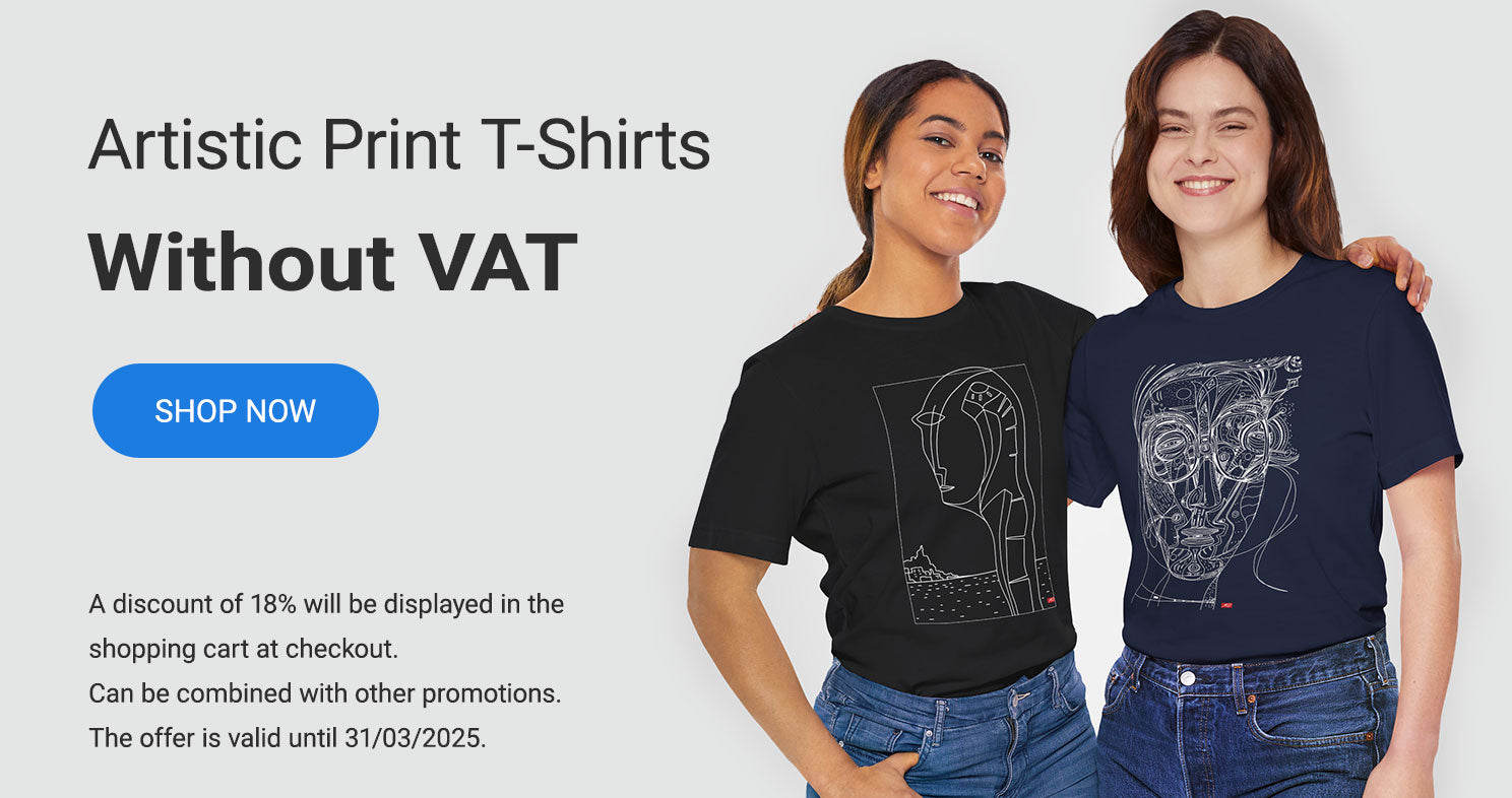 Artistic T-shirts sale without vat